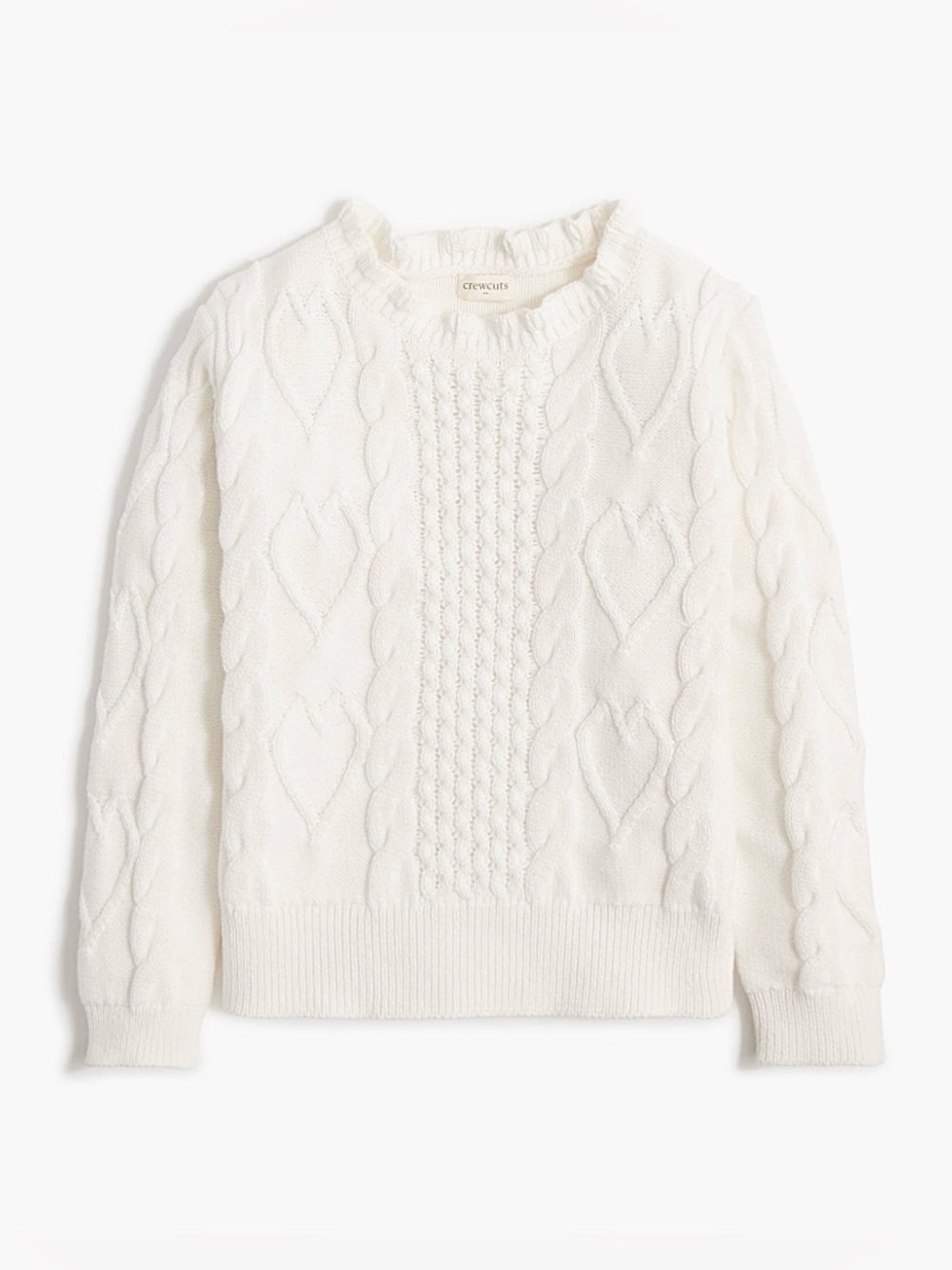 J. Crew Girls Ivory Cable Knit Heart Sweater NWT